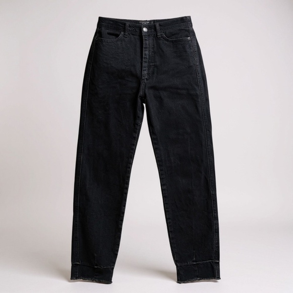 Free People High Rise Tapper Leg Faded Black Jeans